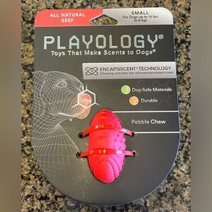 PLAYOLOGY small Dog Pebble Chew toy for dogs up to 15 lbs. beef scent